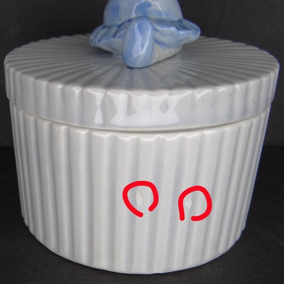 Vintage Fitz And Floyd Pig In Blue Tutu Round Trinket Box - Picture 6 of 8